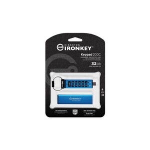 Kingston Technology IronKey Keypad 200 unidad flash USB 32 GB USB Tipo C 3.2 Gen 1 (3.1 Gen 1) Azul