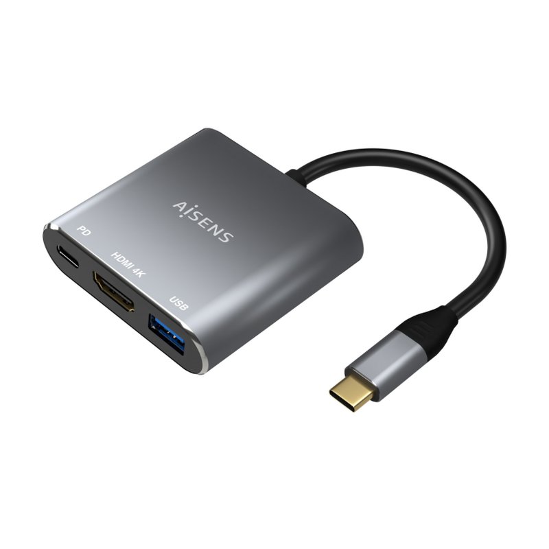 AISENS Conversor USB-C a HDMI/USB-C/Tipo A USB 3.0, 3 en 1, Gris, 15cm AISENS Conversor USB-C a HDMI/USB-C/Tipo A USB 3.0, 3 en 1, Gris, 15cm