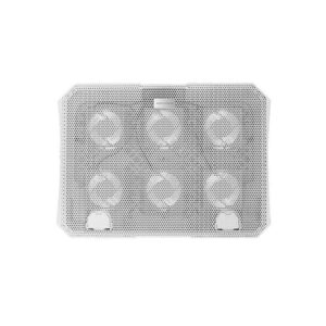 Mars Gaming MNBC23, Base Refrigeradora y Stand 16”, 6 Ventiladores Controlables con LED Azul, Stand 6 Posiciones, Soporte Smartphone, 2 USB 2.0, Blanco