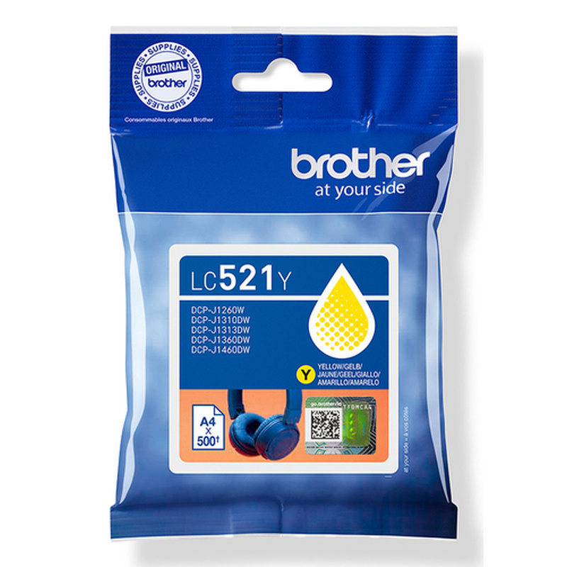 Brother LC521Y cartucho de tinta 1 pieza(s) Original Amarillo
