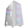 Mars Gaming MC-GEO, Caja Gaming ATX, 4x Ventiladores FRGB Rainbow 12cm, Panel Frontal Mesh Geométrico, Ventana Lateral Cristal Templado, Semitorre PC Doble Cámara, Soporte Refrigeración Líquida, Blanco