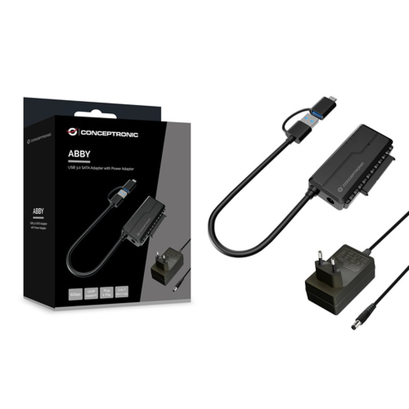 Conceptronic ABBY21B cambiador de género para cable USB Type-A SATA 22-pin Negro - Imagen 4