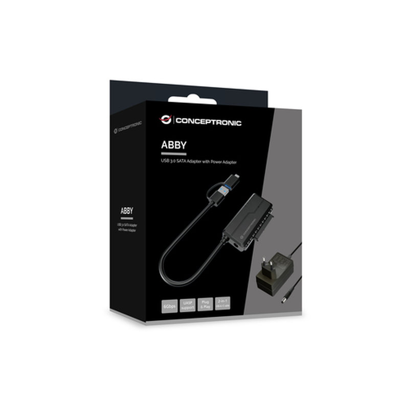Conceptronic ABBY21B cambiador de género para cable USB Type-A SATA 22-pin Negro - Imagen 5