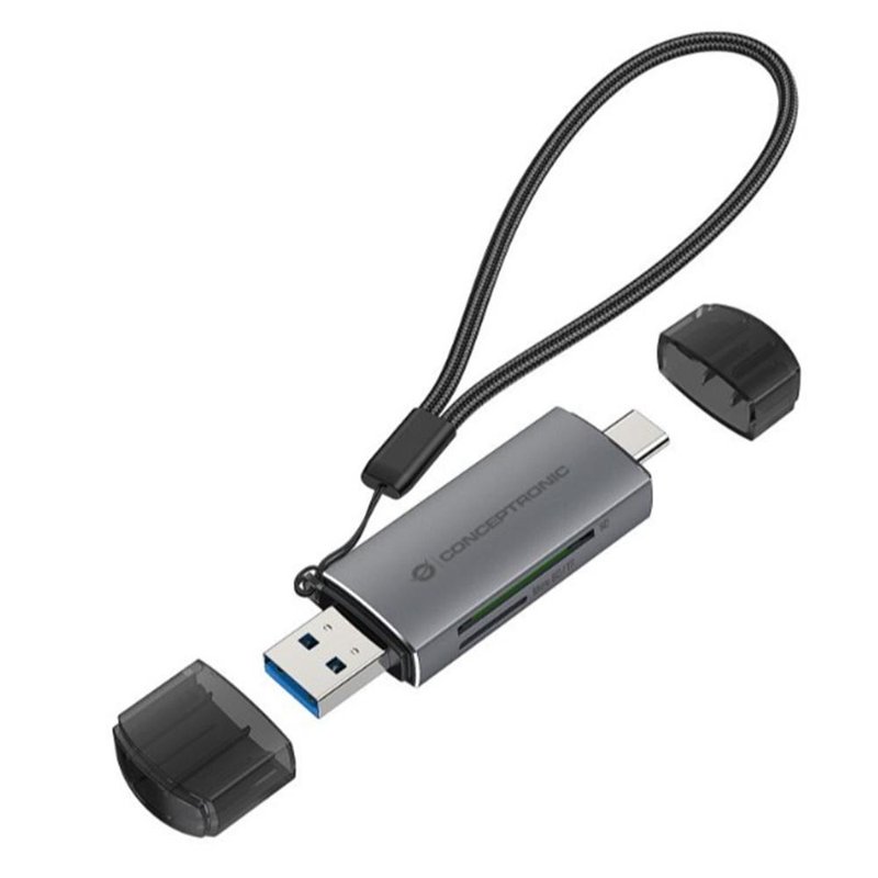 Conceptronic BIAN05G lector de tarjeta USB 3.2 Gen 1 (3.1 Gen 1) Type-A/Type-C Gris
