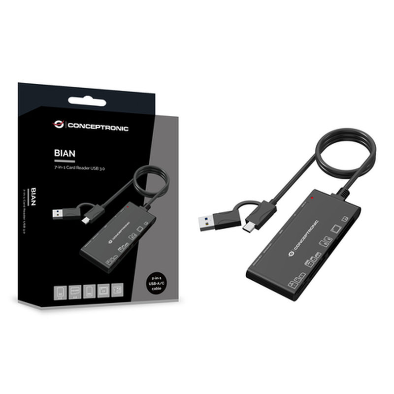 Conceptronic BIAN10B lector de tarjeta USB 3.2 Gen 1 (3.1 Gen 1) Type-A/Type-C Negro Conceptronic BIAN10B lector de tarjeta USB 3.2 Gen 1 (3.1 Gen 1) Type-A/Type-C Negro - Imagen 3