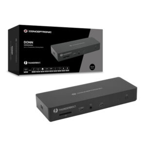 Conceptronic DONN30B base para portátil y replicador de puertos Alámbrico Thunderbolt 4 Negro