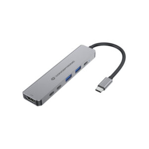 Conceptronic DONN33G base para portátil y replicador de puertos Alámbrico USB 3.2 Gen 1 (3.1 Gen 1) Type-C Plata