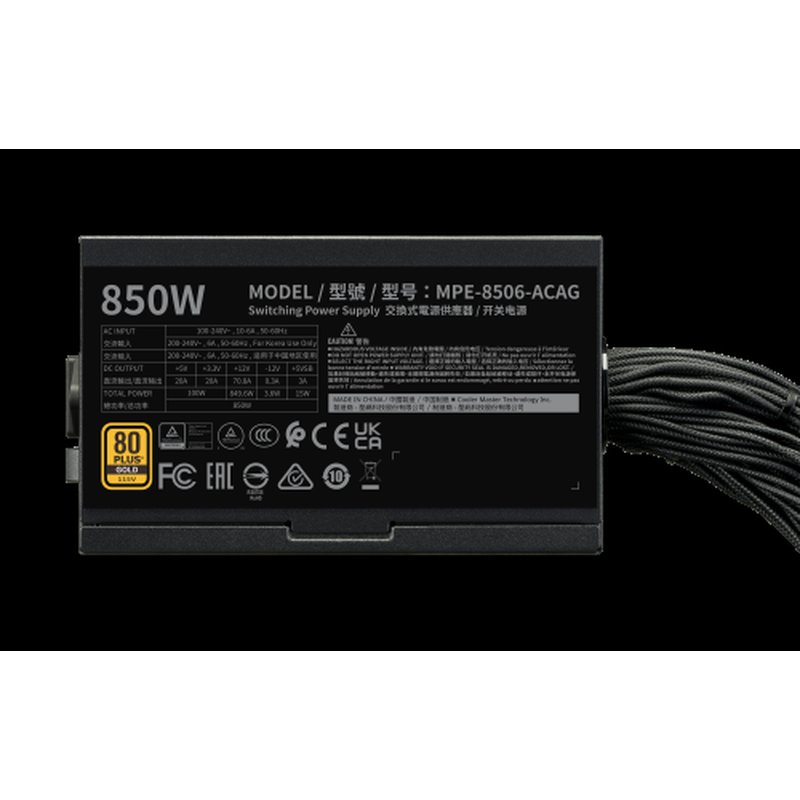 Cooler Master MWE GOLD 850 V3 unidad de fuente de alimentación 850 W 24-pin ATX ATX Negro Cooler Master MWE GOLD 850 V3 unidad de fuente de alimentación 850 W 24-pin ATX ATX Negro - Imagen 4