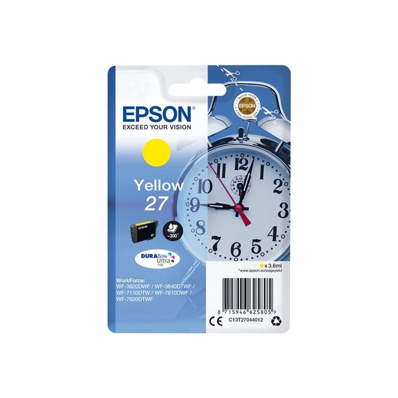 Epson Alarm clock Singlepack Yellow 27 DURABrite Ultra Ink