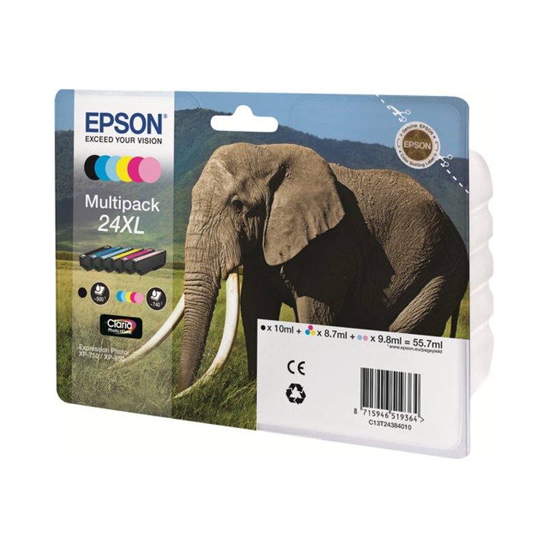 Epson Elephant Multipack 6-colours 24XL Claria Photo HD Ink - Imagen 2