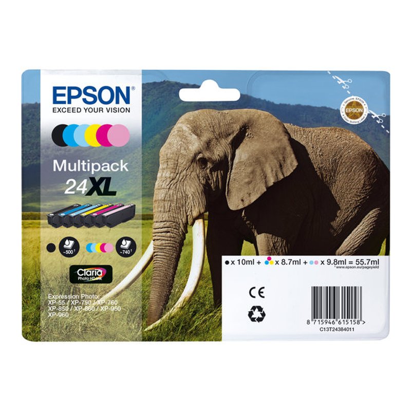 Epson Elephant Multipack 6-colours 24XL Claria Photo HD Ink - Imagen 3