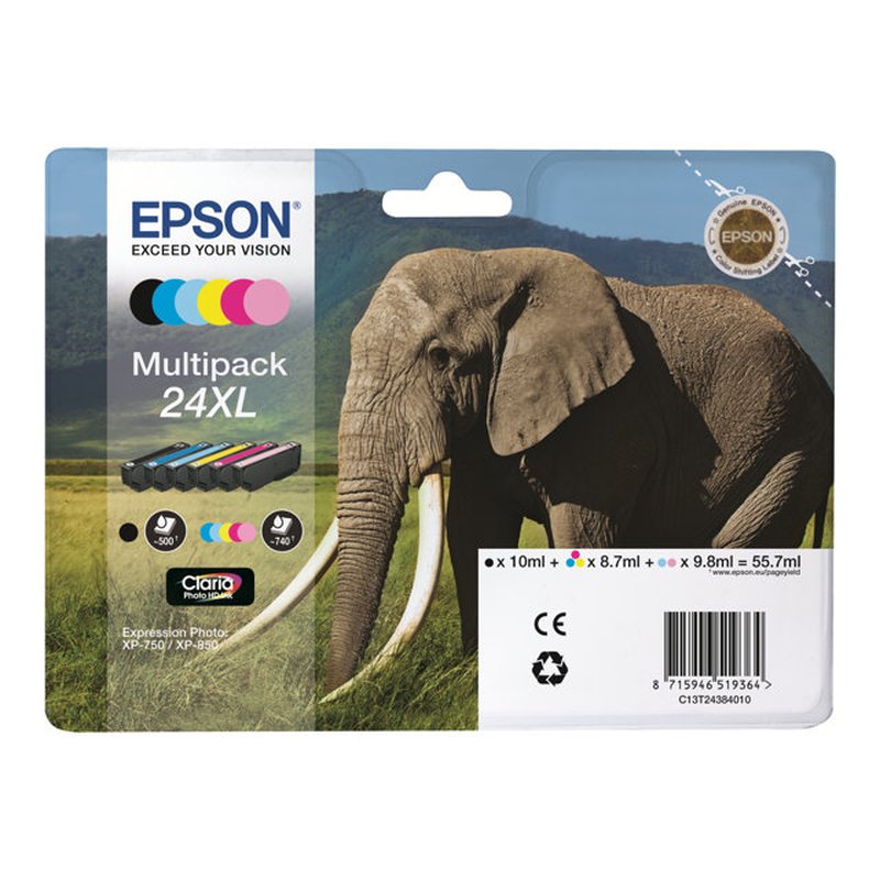 Epson Elephant Multipack 6-colours 24XL Claria Photo HD Ink - Imagen 4