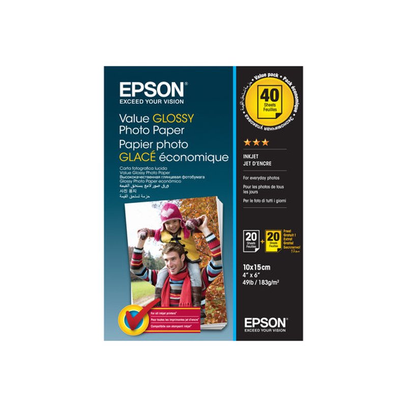 Epson Value Glossy Photo Paper - 10x15cm - 2x 20 Hojas (BOGOF)