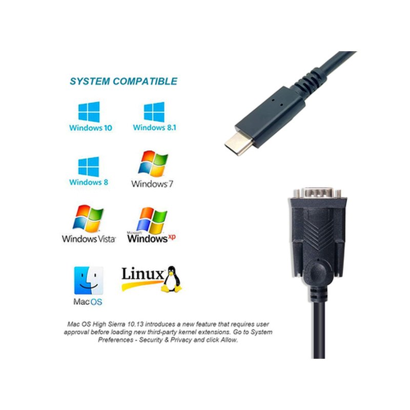 Equip 133392 cable de serie Negro 1,5 m USB Tipo C DB-9 Equip 133392 cable de serie Negro 1,5 m USB Tipo C DB-9 - Imagen 6