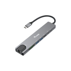 Equip 133497 base para portátil y replicador de puertos Alámbrico USB Tipo C Negro, Gris