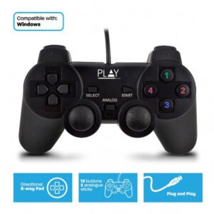 Ewent Play Negro USB 2.0 Gamepad Analógico/Digital PC
