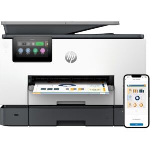 HP OfficeJet Pro Impresora multifunción 9130b, Color, Impresora para Pequeñas y medianas empresas, Imprima, copie, escanee y envíe por fax, Conexión inalámbrica; Impresión desde móvil o tablet; Alimentador automático de documentos; Impresión a doble cara; Escaneado a doble cara; Escanear a correo electrónico; Escanear a PDF; Fax; Puerto frontal de unidad flash USB; Pantalla táctil