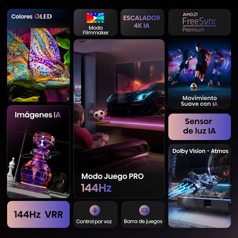 Hisense 55E7Q PRO Televisor 139,7 cm (55") 4K Ultra HD Smart TV Wifi Negro 330 cd / m² - Imagen 2