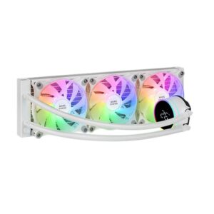 Mars Gaming ML-LCD360, Refrigeración Líquida AIO, TDP 600W, 3x Ventiladores FDB ARGB 120mm, Pantalla LCD con Monitoreo de Temperatura, Bomba Opti-Chamber 3rd Gen, Multisocket Universal, Blanco