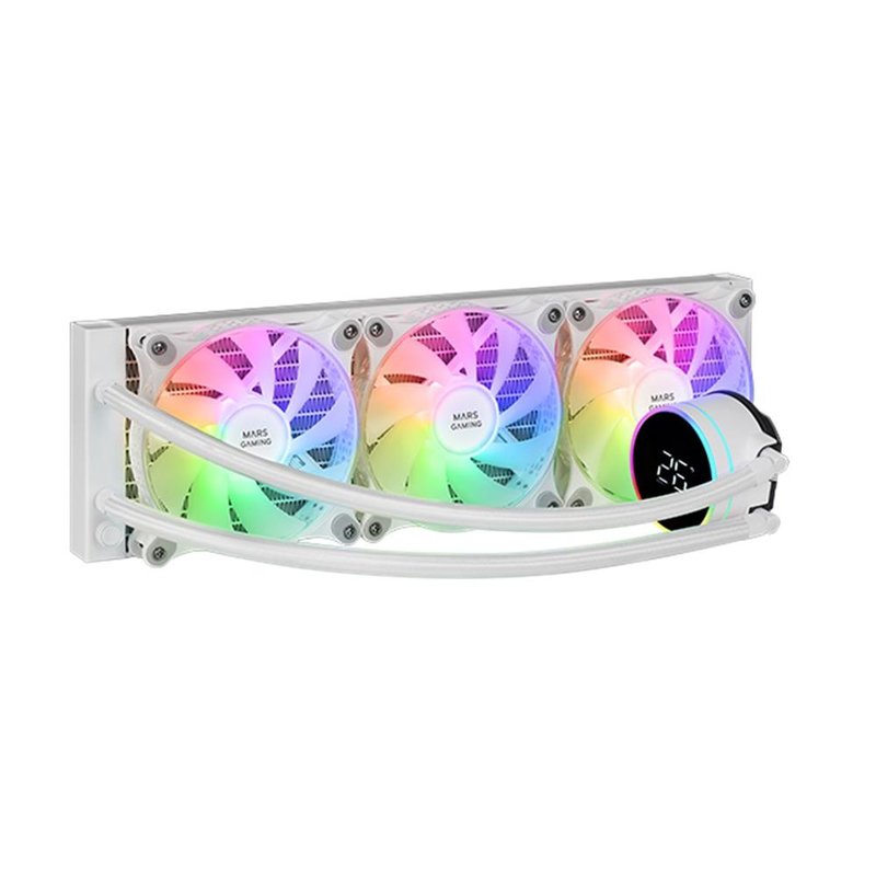 Mars Gaming ML-LCD360, Refrigeración Líquida AIO, TDP 600W, 3x Ventiladores FDB ARGB 120mm, Pantalla LCD con Monitoreo de Temperatura, Bomba Opti-Chamber 3rd Gen, Multisocket Universal, Blanco Mars Gaming ML-LCD360, Refrigeración Líquida AIO, TDP 600W, 3x Ventiladores FDB ARGB 120mm, Pantalla LCD con Monitoreo de Temperatura, Bomba Opti-Chamber 3rd Gen, Multisocket Universal, Blanco