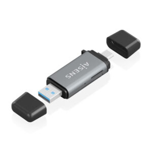 AISENS Lector De Tarjetas SD, Micro SD, MMC, Rs-MMC, MMC Micro, USB-A y USB-C, Gris