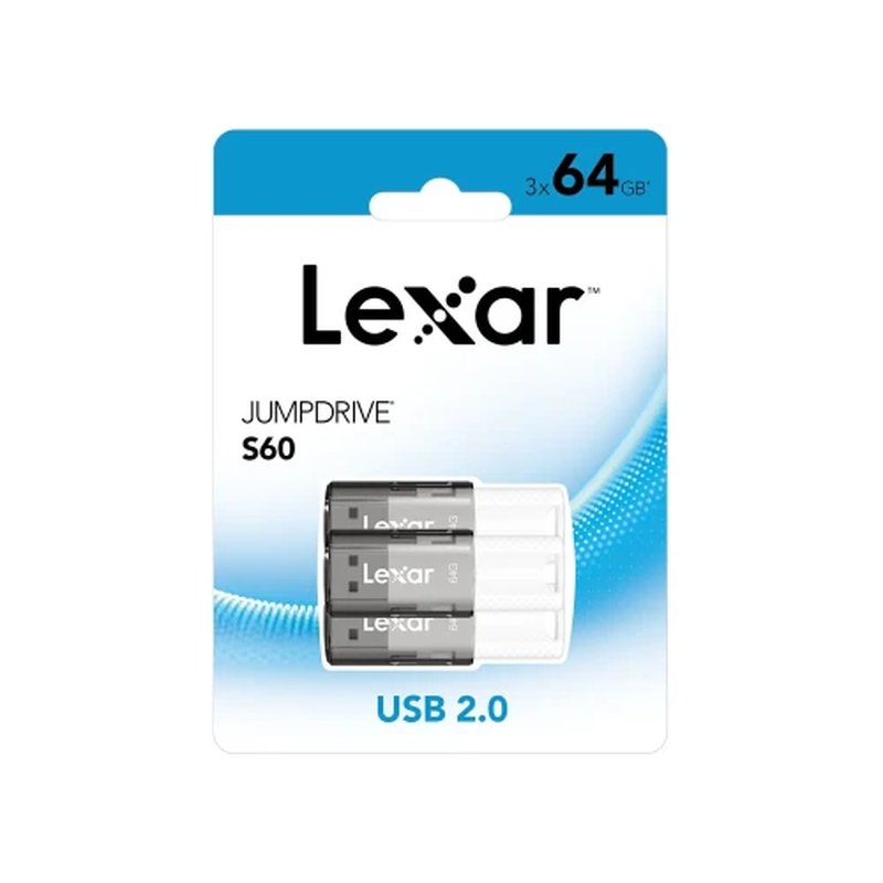 LEXAR JUMPDRIVE S60 USB 2.0 FLASH DRIVE 3 PACK 64GB LEXAR JUMPDRIVE S60 USB 2.0 FLASH DRIVE 3 PACK 64GB - Imagen 3