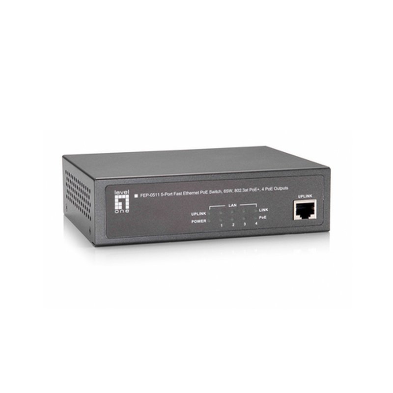 LevelOne FEP-0511 switch Fast Ethernet (10/100) Energía sobre Ethernet (PoE) Gris - Imagen 2