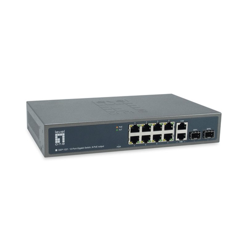 LevelOne GEP-1221 switch No administrado Gigabit Ethernet (10/100/1000) Energía sobre Ethernet (PoE) Negro