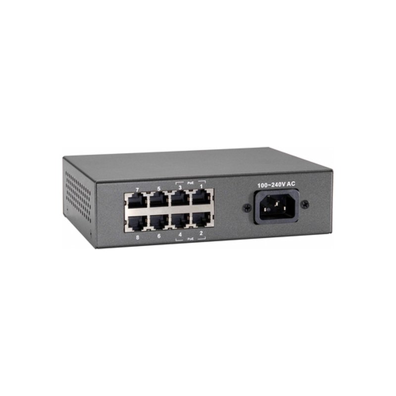 LevelOne Switch Fast Ethernet PoE de 8 puertos, 4 Ports RJ45, 4 Ports RJ45 PoE Plus, 61.6W - Imagen 2