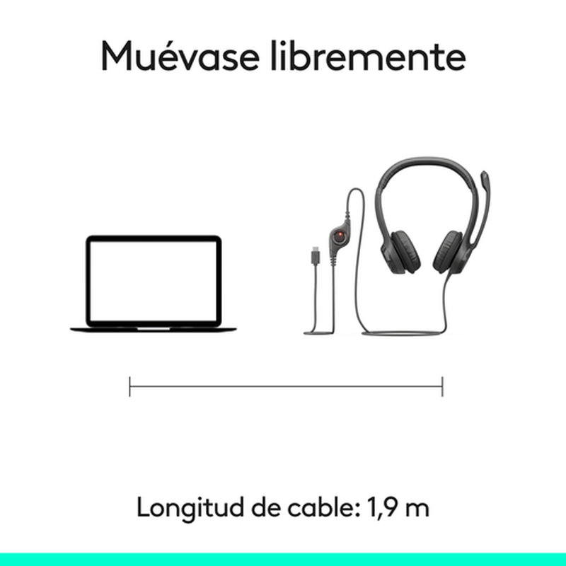 Logitech Auriculares con Cable H390 para PC/Portátil, Auriculares Estéreo con Micrófono con Supresión de Ruido, USB-C, Controles en línea, funciona con Chromebook Logitech Auriculares con Cable H390 para PC/Portátil, Auriculares Estéreo con Micrófono con Supresión de Ruido, USB-C, Controles en línea, funciona con Chromebook - Imagen 14