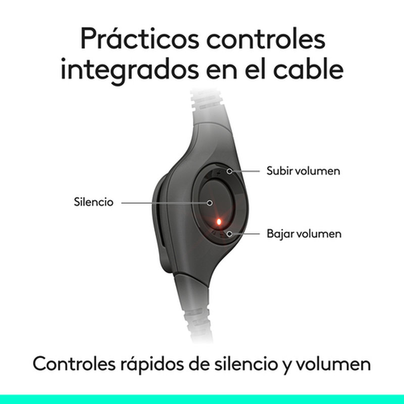 Logitech Auriculares con Cable H390 para PC/Portátil, Auriculares Estéreo con Micrófono con Supresión de Ruido, USB-C, Controles en línea, funciona con Chromebook Logitech Auriculares con Cable H390 para PC/Portátil, Auriculares Estéreo con Micrófono con Supresión de Ruido, USB-C, Controles en línea, funciona con Chromebook - Imagen 9