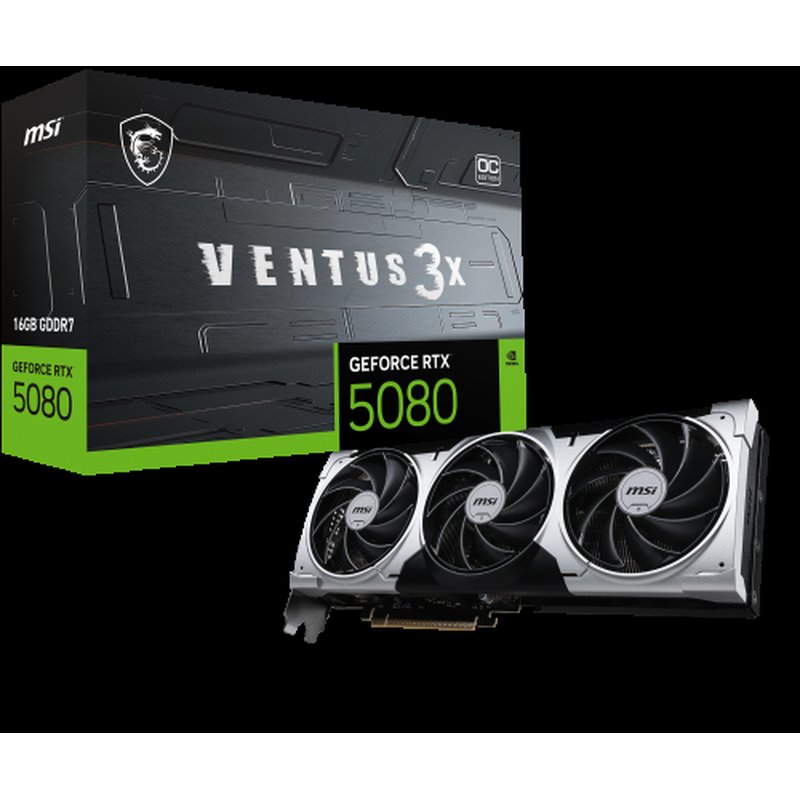 MSI VENTUS GEFORCE RTX 5080 16G 3X OC PLUS tarjeta gráfica NVIDIA 16 GB GDDR7