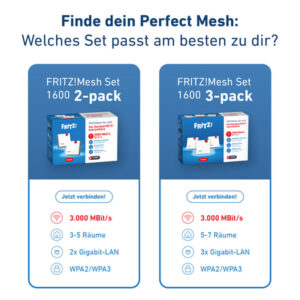 Mesh Set FRITZMESH SET 1600 2-PACK EDITION INTERNATIONAL Doble banda (2,4 GHz / 5 GHz) Wi-Fi 6 (802.11ax) Rojo, Blanco Interno