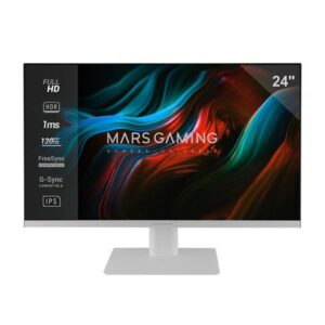 Mars Gaming MV-24, Monitor 24” IPS FHD 120Hz, HDR10 1ms, FreeSync y G-SYNC, Monitor PC con Altavoces Integrados, Inclinación 25°, Low Blue Light y Flicker Free, HDMI + DisplayPort + Jack 3.5mm, Blanco