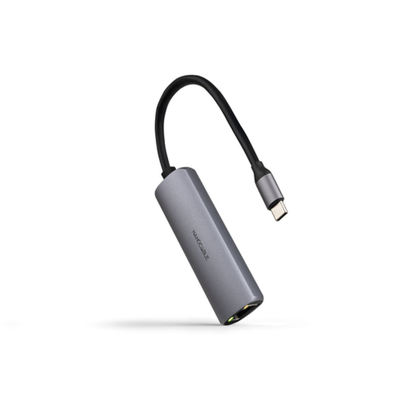 Nanocable Adaptador USB-C 3.1 a RJ45, con PD 100W, USB-C/M, Aluminio, Color Gris, 18 cm