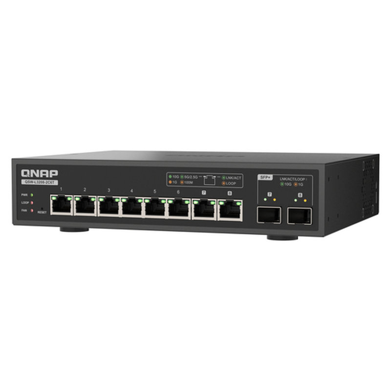 QNAP QSW-L3208-2C6T switch Gestionado 10G Ethernet (100/1000/10000) Escritorio Negro