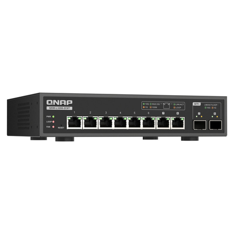 QNAP QSW-L3208-2C6T switch Gestionado 10G Ethernet (100/1000/10000) Escritorio Negro - Imagen 4