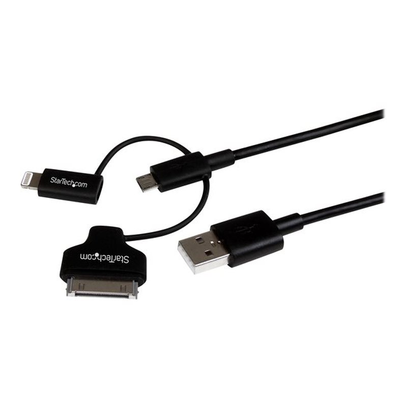 StarTech.com Cable de 1m Lightning, Dock de 30 pines o Micro USB a USB - Color Negro