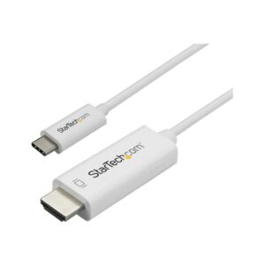StarTech.com Cable de 1m USB C a HDMI - Cable Adaptador de Vídeo USB Tipo C a HDMI 2.0 4K de 60Hz - Compatible con Thunderbolt 3 - Portátil a Monitor HDMI - Modo Alt DP 1.2 HBR2 - Blanco