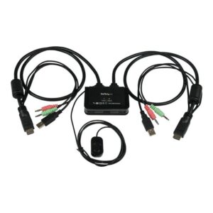 StarTech.com Conmutador Switch KVM 2 puertos HDMI USB Audio con Cables Integrados - 1080p
