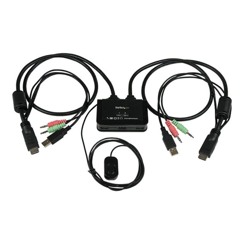 StarTech.com Conmutador Switch KVM 2 puertos HDMI USB Audio con Cables Integrados - 1080p - Imagen 2