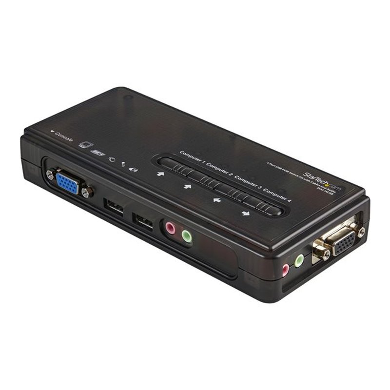 StarTech.com Juego de Conmutador Switch KVM 4 Puertos Vídeo VGA USB 2.0 con Cables y Audio