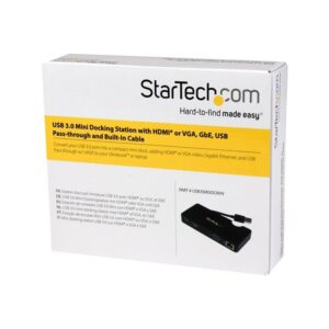 StarTech.com Replicador de Puertos USB 3.0 de Viajes con HDMI o VGA - Docking Station para Portátil