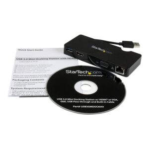 StarTech.com Replicador de Puertos USB 3.0 de Viajes con HDMI o VGA - Docking Station para Portátil