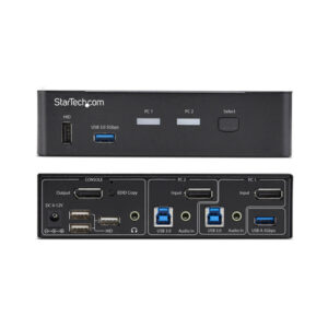 StarTech.com Switch KVM de 2 Puertos DisplayPort - 4K60Hz - HDCP 1.4 - DP 1.2 - Gestión EDID - Hub USB 3.0 de 2 Puertos - 4 Puertos HID USB - TAA