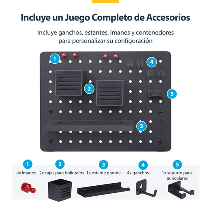 StarTech.com Tablero Perforado de Sobremesa con Abrazadera - Panel Perforado Metalico - Organizador de Acero con Accesorios para Escritorio - 420 x 320mm - Negro StarTech.com Tablero Perforado de Sobremesa con Abrazadera - Panel Perforado Metalico - Organizador de Acero con Accesorios para Escritorio - 420 x 320mm - Negro - Imagen 10