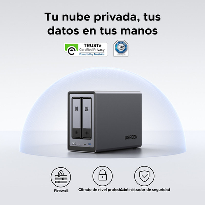 Ugreen NASync DXP2800 NAS System 2-Bay Compacto Intel® N N100 8 GB DDR5 0 TB UGOS Pro Negro Ugreen NASync DXP2800 NAS System 2-Bay Compacto Intel® N N100 8 GB DDR5 0 TB UGOS Pro Negro - Imagen 7