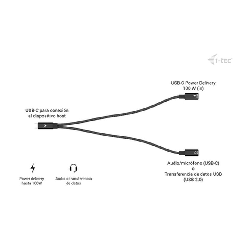 i-tec USB-C Cable Splitter Audio/Data + Power Delivery 100W i-tec USB-C Cable Splitter Audio/Data + Power Delivery 100W - Imagen 6