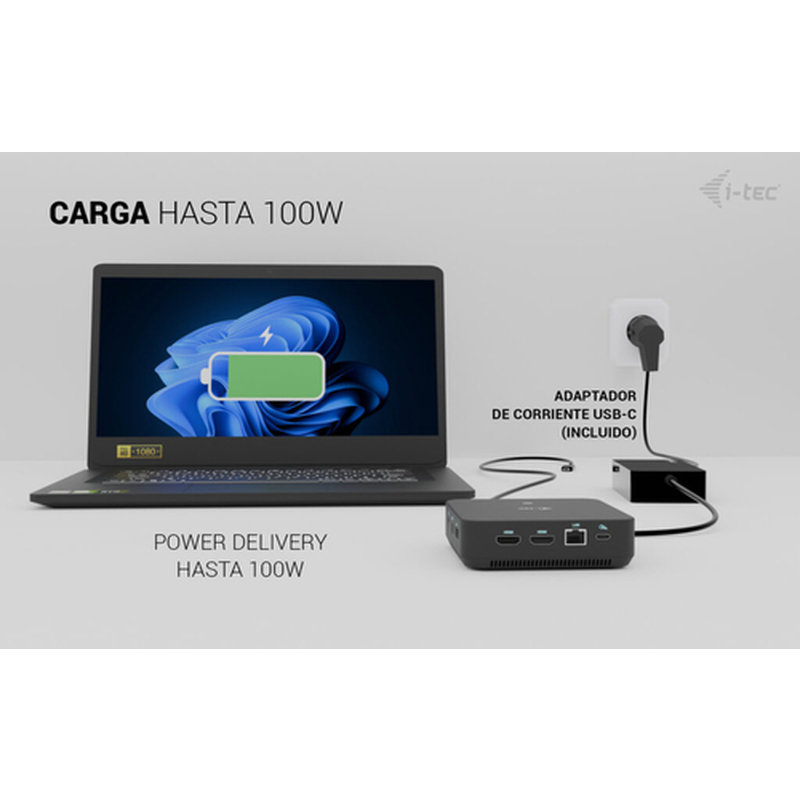 i-tec USB-C DP Dual HDMI Docking Station with Power Delivery 100 W + Universal Charger 100W - Imagen 8