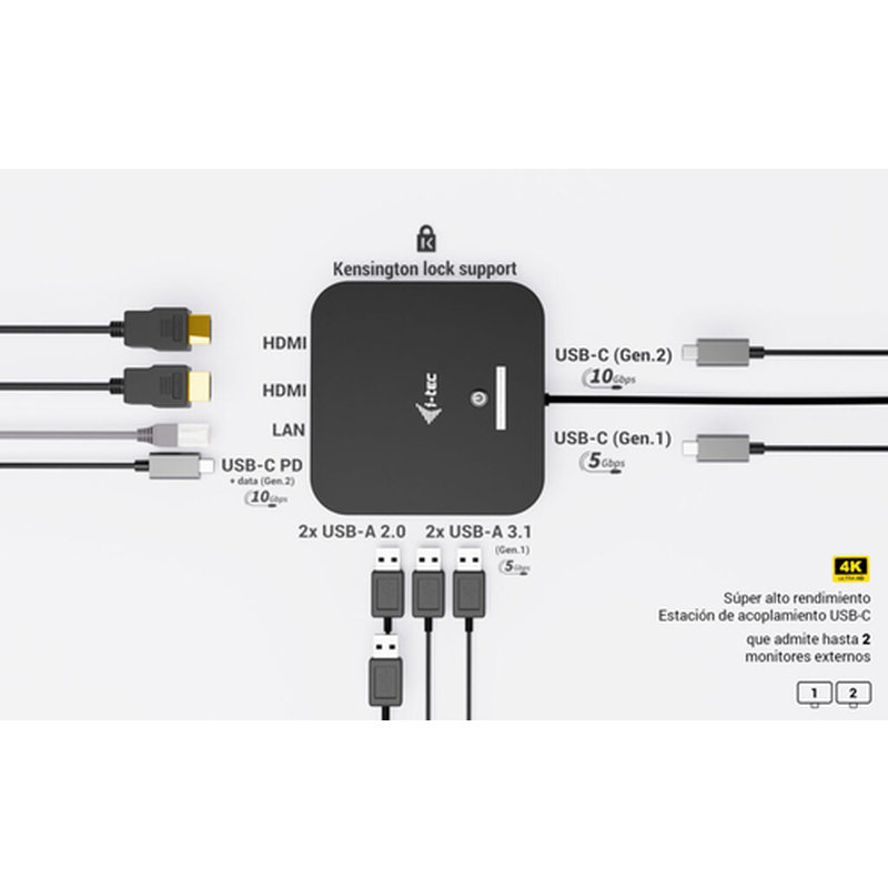 i-tec USB-C Dual HDMI Docking Station with Power Delivery 100 W + Universal Charger 100W - Imagen 5